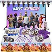 Los mejores  - veeyiki Suministros para Fiesta de Cumpleaños para Fanáticos de Juegos-Pancarta-Plato-Taza-Servilleta-Mantel-Cuchara…